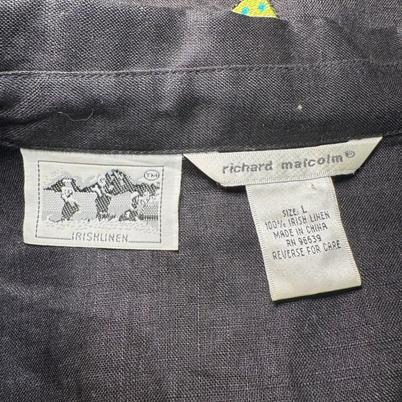 Vintage 80s/90s Women's Black Linen Tie Front Blouse - Picture 7 of 7